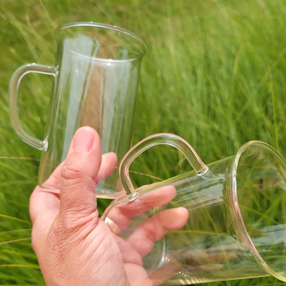 Clear Glass Coffeer Tea Mugs (2) ~ Y2K ~ Cappuccino ~ Iced Coffee ~ FINAL PRICE!